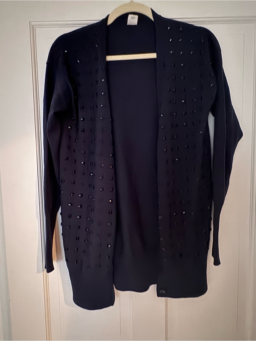 J. Crew Navy Open-Front Sweater Cardigan with Navy beads on front